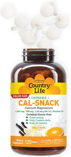 Country Life Cal-Snack - Chewable Calcium Magnesium Supplement wafers with Vitamin D3, Easy to Digest, Vanilla Orange Flavor, Dietary Supplement