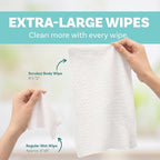 Adult Body Bathing & Incontinence Wipes, Extra Large 8” x 12” No Rinse Body Cleansing Cloths – Disposable Washcloths for Elderly Care, Bed Bathing & Daily Hygiene - 400 Count