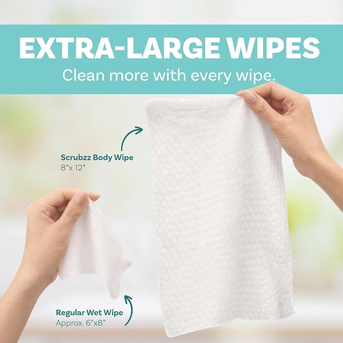 Adult Body Bathing & Incontinence Wipes, Extra Large 8” x 12” No Rinse Body Cleansing Cloths – Disposable Washcloths for Elderly Care, Bed Bathing & Daily Hygiene - 600 Count