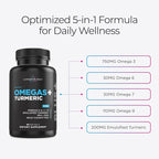 Livingood Daily Omega 3 6 9 Plus Turmeric Curcumin Supplement, 60 Softgels - Fish Oil Omega 3 Supplements (EPA & DHA) for Men and Women - Brain, Joint, Heart Health, and Metabolism - Made in USA
