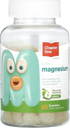 Chapter One Magnesium Gummies for Kids & Adults - Natural Calm Gummies - Calm Magnesium Citrate - Bone and Muscle Function Supplements for Kids & Adults - Mood Support, Kosher Apple Flavor (60)