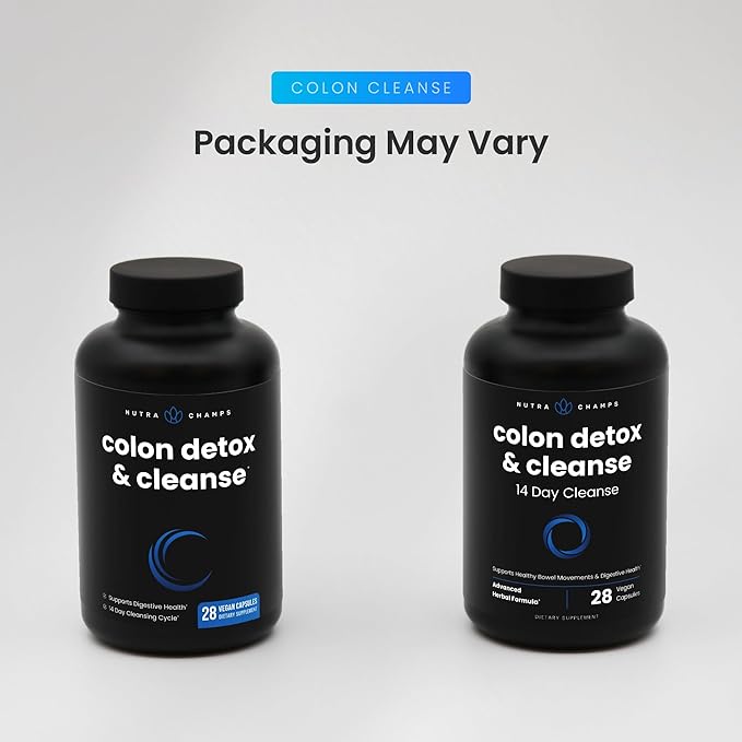 NutraChamps Colon Cleanse & Detox for Weight Loss [14 Day Quick Cleanser] Safe & Effective Formula with Probiotic & Digestive Enzymes for Constipation Relief (Pack of 2)