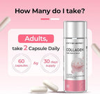 OxyEnergy Collagen Peptides Capsules for Women, Hydrolyzed Collagen Supplements with Elastin Peptides, 60 Collagen Pills to Promotes Hair, Nail, Skin, Capsulas