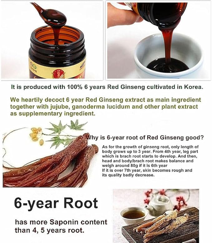 1 Set Box - 365 Korean Red Ginseng 6 Years Old Extract - Cao Hong Sam 6 Tuoi 365-240g per Bottle with 4 Bottles per Set Box - Made in Korea