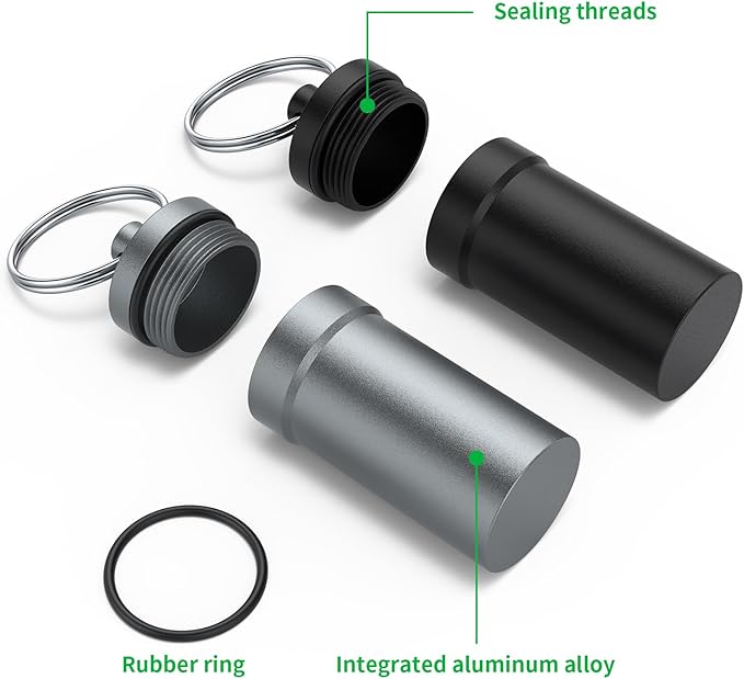 Portable Ear Plug Carrying Case, Urekt Waterproof Metal Earplug Case Keychain Container Holder（2 Pack）