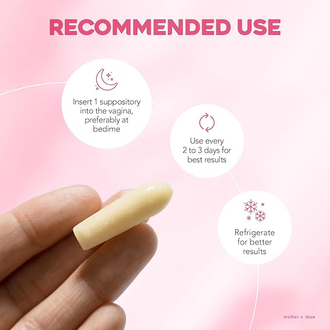 Mother's Dose Hyaluronic Acid 10mg Suppository HydraDose- Hormone Free Moisturizer for Vaginal Dryness-USA Made in an FDA Registered Facility, 1 Month Supply- 10 Inserts