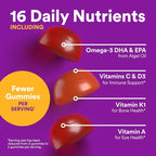 SmartyPants Toddler Multivitamin Gummies, Omega 3 (DHA/EPA), Vitamins D3, C, Vitamin B12, B6, A, K & Zinc, Biotin, Gluten Free, Three Fruit Flavors, 60 Count (30 Day Supply)