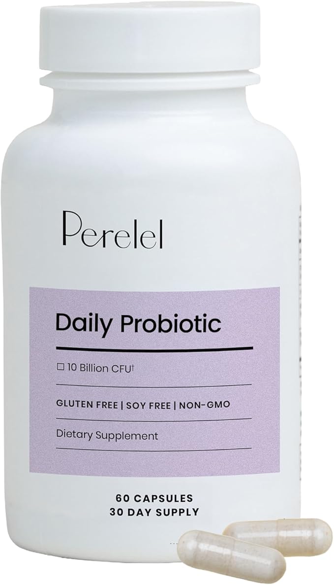Perelel Daily Probiotic, Women’s Supplement with 10 Billion CFU, Supports Vaginal Health & Everyday Digestive, Soy and Gluten Free, Non GMO, Shelf Stable, 60 Capsules