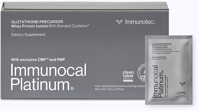 Immunocal Platinum Glutathione Precursor – Whey Protein Isolate, Anti-Aging, Skin + Cell Renewal, Immune Support, Detox + Bone Support | Fat and Sugar Free, Lactose-Intolerant Friendly | 30 Servings