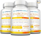 Approved Science Energysyl - Caffeine Free - with Adaptogens, B Vitamins, and Bioperine - 3 Month Supply - 180 Capsules