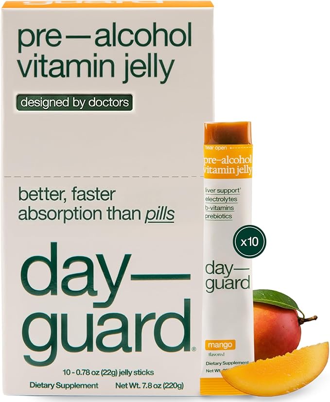 Day–Guard — Feel Better After Drinking, Wake Up Refreshed, Science-Backed, Doctor-Formulated Pre Drinking Jelly Gummies for Regret Prevention, Made in Korea, 10-Pack of 22g Sticks (Mango)