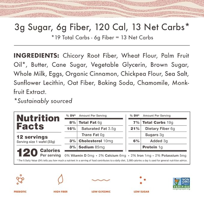 Rip Van Wafels Snickerdoodle Stroopwafels, Healthy Snacks, Non-GMO, Keto Friendly, Office Snacks, Low Sugar (3g), Low Calorie, 12 Pack