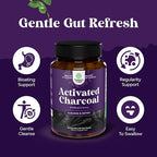 Natures Craft Activated Charcoal Pills Detox & Cleanse - Purifying Coconut Capsules with 1200 mg Per Serving for Bloating Relief - Active Detox Supplement for Body & Gut Health - 90 Count