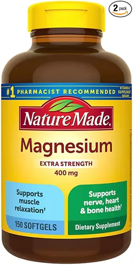 Nature Made High Potency Magnesium 400 mg - 150 Liquid Softgels,(Pack of 2)