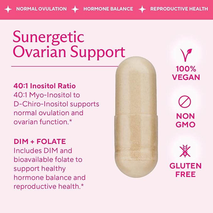 Premium Ovarian Health Support Supplement – Hormone Balance, Ovulation & Cycle Regularity - Myo-Inositol & D-Chiro Inositol Supplement for Women – 40:1 Inositol Ratio With Folate & DIM – 90 Capsules
