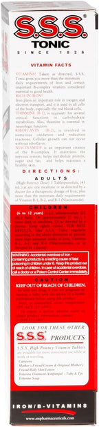 S.S.S. Tonic – High Potency Iron Supplement with B1, B2, B3 Vitamins – 20 fl oz Liquid Formula for Energy, Vitality & Wellness – Easy-to-Take, Iron-Rich, Made in USA, for Women & Men