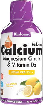 Bluebonnet Nutrition Liquid Calcium Citrate Magnesium Citrate, Vitamin D3, Bone Health, Gluten Free, Soy free, milk free, kosher, 32 Servings, Lemon Flavor, 16 Fl Oz (Pack of 1)