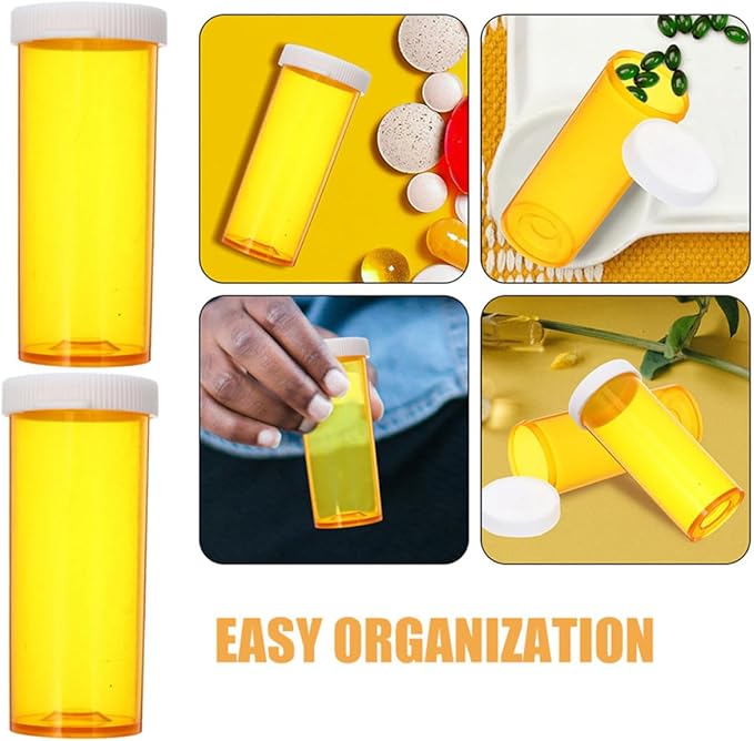 Mipcase 20pcs Small Travel Pill Organizer Portable Plastic Medication Container Empty Vitamins Vials Compact Pill Traveling Bottle for Daily Storage