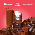 Pirq, 21g Dairy Free Protein Shake, 25 Superfoods, 0g Sugar, Plant-Based Protein Drink, Gluten-Free, Vegan, Kosher, Keto, Low Carb, Low Calorie (12 Pack) (Chocolate)