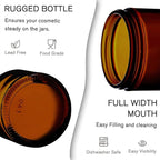 Amber Glass Jar with Lids, Tecohouse 4 oz, 2 oz and 1 oz Glass Jars with Lids & Stickers, Reusable Travel Containers for Creams, Lotion, Cosmetic - 3 pack