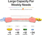 Weekly Pill Organizer 2 Times a Day - Am Pm Pill Box 7 Day, Large Twice Medicine Pill Case for Daily Medication, Vitamins, Fish Oils, Supplements Portable Week Pill Holder Container, Translucent Pink