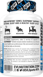 Evlution Nutrition Herbal Complex Sleep Supplements for Adults Gentle Sleep Support Adult Melatonin Pills with Valerian L-Tryptophan Lemon Balm and More - Restful Calm Capsules - 30 Servings