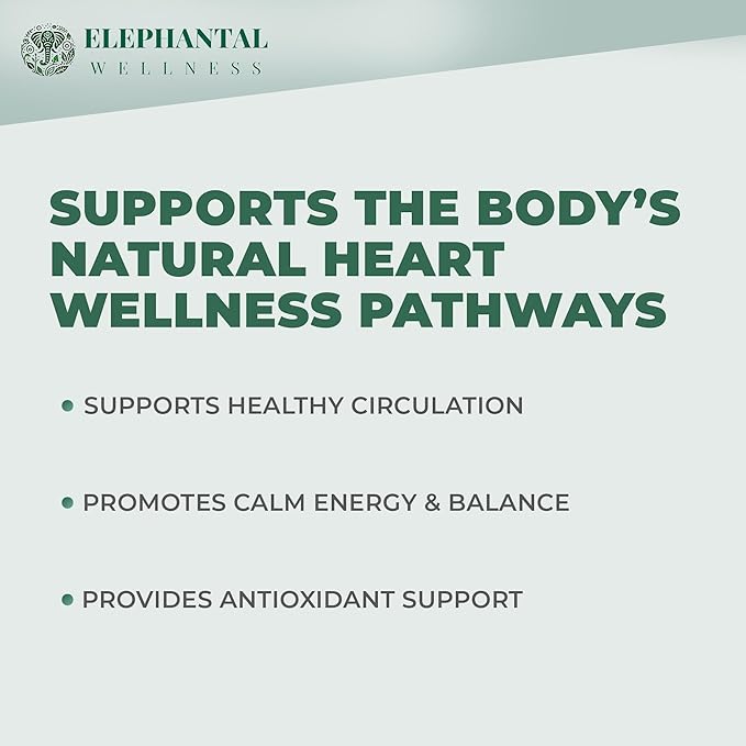 Elephantal Wellness Heart Herbal Tea – Herbal Loose Leaf Tea for Circulation & Cardiovascular Support with Hawthorn, Cinnamon, Ginger & Turmeric – Lightly Caffeinated Green Tea Blend, 2oz, 20 Servings