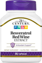21st Century Resveratrol Red Wine Extract Capsules (90 Count), Resveratrol Supplement with Grapeseed Extract, Polyphenols, & Vitamin C for Antioxidant Support, Gluten-Free & Non-GMO, No Added Sugar