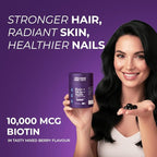 The Wellness Project 14-in-1 Hair, Skin & Nails Gummies with 10,000 mcg Biotin, Keratin, Hyaluronic & Folic Acid, Vitamins A, C, B5, B6 & B12 & Sea Buckthorn | Tasty Mixed Berry Flavor (Pack of 3)