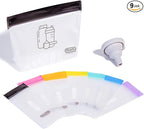 MUMI Single Dose Kit – 7pc (2.36” x 6.14”) Reusable Protein Powder Travel Container Packets with Zip-Up Bag (8” x 5”) & Funnel | Protein Powder Container to Go, Travel Powder Containers & Organizer