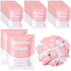 300 Pieces Feminine Wipes Individually Wrapped Women Travel Size Bulk Unscented Intimate Wipes Mild Private Parts Ph Balanced for Travel Bathroom Toilet Daily(Pink)