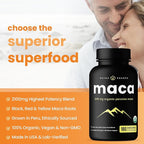 NutraChamps USDA Organic Maca Root Capsules for Women & Men, 2100mg, 180 Capsules, Black, Red & Yellow, Peruvian Maca Peruana, Extra Strength Pure Premium Gelatinized Root Powder Supplement