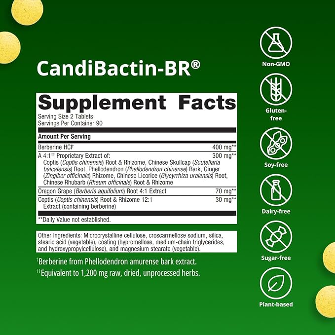 Metagenics CandiBactin‑BR - Concentrated Berberine for Intestinal Support* - 400 mg Berberine HCl per Serving with Oregon Grape & Coptis Root* - Supports Gut Health & Microbial Balance* - 180 Tablets