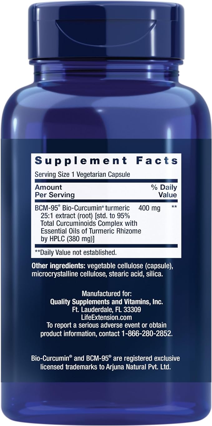 Life Extension Super Bio-Curcumin Turmeric Extract – Highly-Absorbable Curcumin for Whole-Body Health Support – Gluten-Free, Non-GMO, Vegetarian – 60 Vegetarian Capsules (Pack of 2)