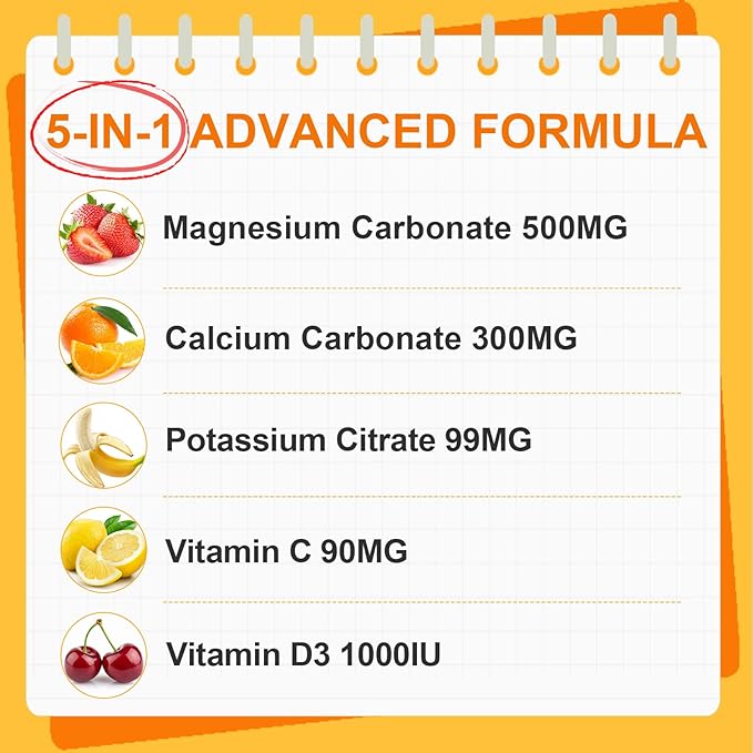 Magnesium Carbonate Gummies 500mg, High Absorption Magnesium Supplement for Women & Men, with Calcium, Potassium, Vitamin C & D3, Support Digestive & Muscle Health,Sugar Free,Vegan,Pineapple Flav,60Ct