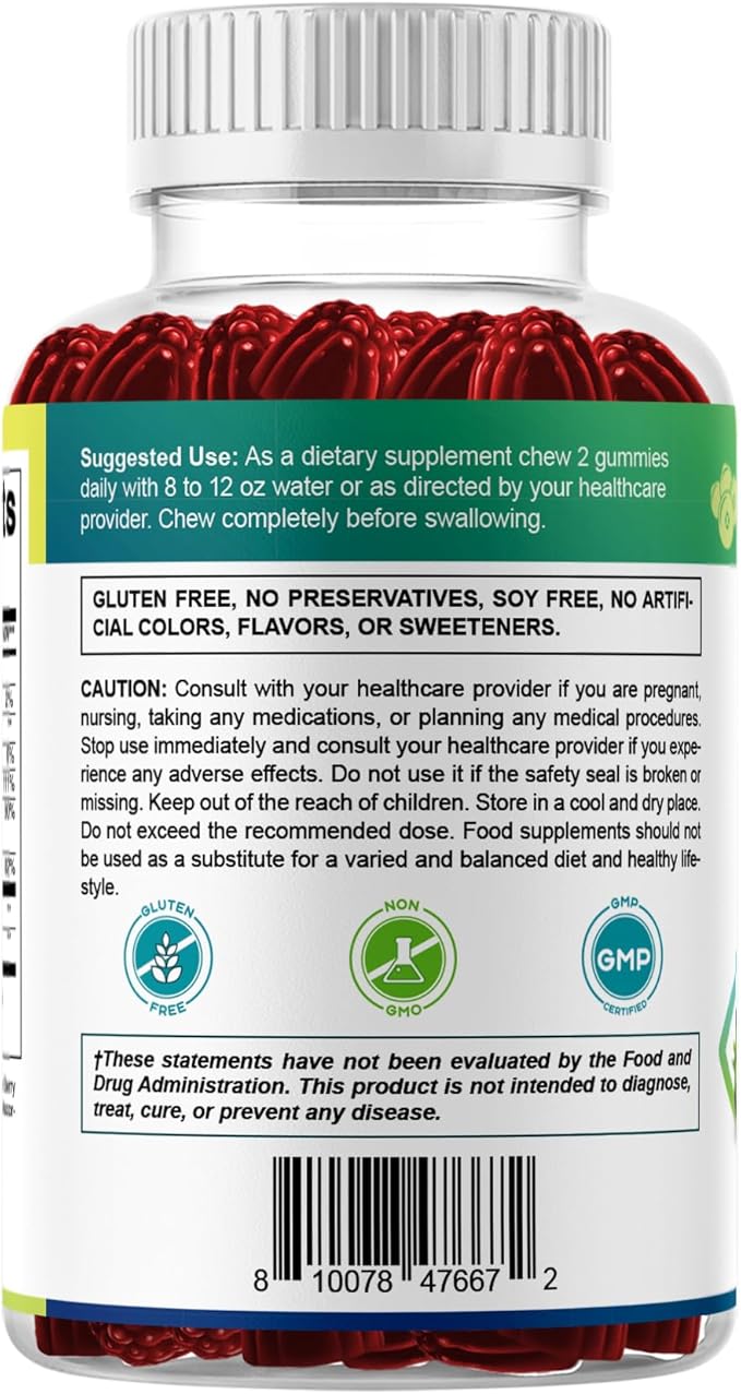 Vitamatic Eye Health Gummies with Lutein, Zeaxanthin, Vitamin C, E & Zinc – Mixed Berry Flavor – 60 Gummies –Non-GMO, Gluten-Free