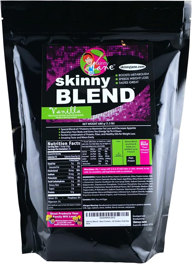 Skinny Blend – High Protein Shake for Women – Low Carb, Keto Friendly Meal Replacement – Satisfies Hunger & Boosts Energy – Creamy Vanilla – 30 Shakes