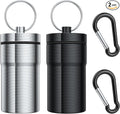 Urekt Portable Pill Case Keychain (2 Pack), Large Waterproof Aluminum Pill Box for Round Glucose Tablets & Critical Medicine, Small Pill Holder Travel Pill Container Bottle with Carabiners