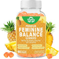 Feminine Probiotics Gummies, Vaginal Health & Women's pH Balance Gummy Supplement with Cranberry Pineapple Powder, Sugar Free Vegan, 60 Count (Pineapple)