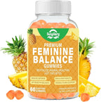 Feminine Probiotics Gummies, Vaginal Health & Women's pH Balance Gummy Supplement with Cranberry Pineapple Powder, Sugar Free Vegan, 60 Count (Pineapple)