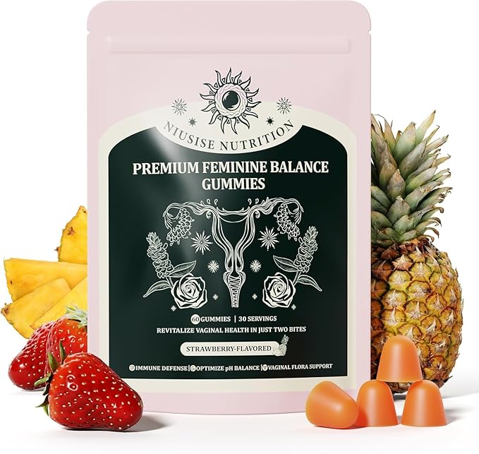 Feminine Balance Gummies, Premium Balance Supplement for Women PH Health, Immune Support, Energy Support, Vegan, Gluten-Free, Strawberry Flavor, Delicious 60 Gummies, 1 Pack 30 Servings