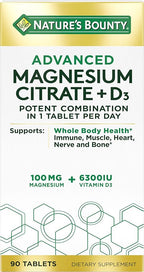 Nature’s Bounty Advanced Vitamin D3 with Magnesium Citrate Immune Formula, Supports Immune and Bone Health, 90 Tablets