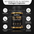 Multi Collagen + Fermented Turmeric – Hydrolyzed Collagen Types I, II & III with Biotin, Hyaluronic Acid & Vitamin C – Skin, Hair, Nail & Joint Support – 90 Capsules