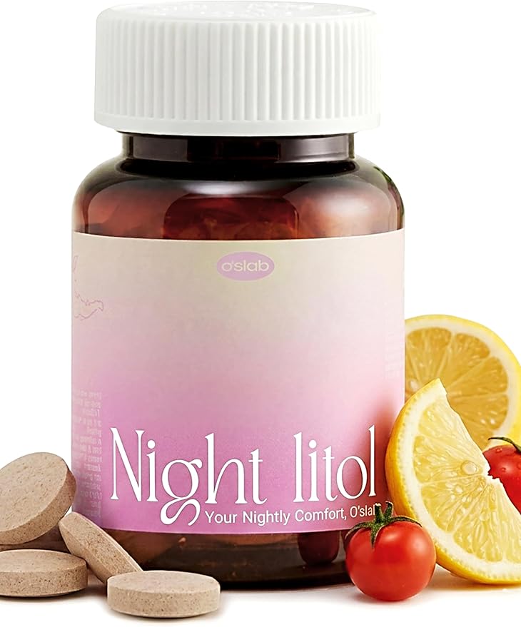 O'slab Nightlitol Night Mints – Korean Viral Sleep & Relaxation Support – Plant-Derived Melatonin (2mg) from Tomato Extract & L-Theanine 200mg – Lemon Peppermint Chewable Mints, 30 Count
