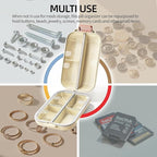 7 Compartments Travel Pill Organizer, Foldable Portable Airtight Daily Pill Box, Compact Pill Case for Purse & Pocket, BPA-Free Medicine Organizer for Vitamins Fish Oil Supplements (White)