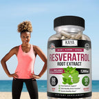 Kaya Naturals - Resveratrol Capsules - Anti Aging Supplement - Antioxidants with Brain Support - Maximum Benefits - 60 Veggies Capsules