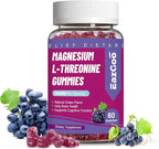 Magnesium Threonine Gummies 1000mg, L-Threonine Gummies for Adults, Great Magnesium Supplements for Brain, Non-GMO, Gluten Free, Vegan, 60 Grape Magnesium Gummies, 30 Day Supply