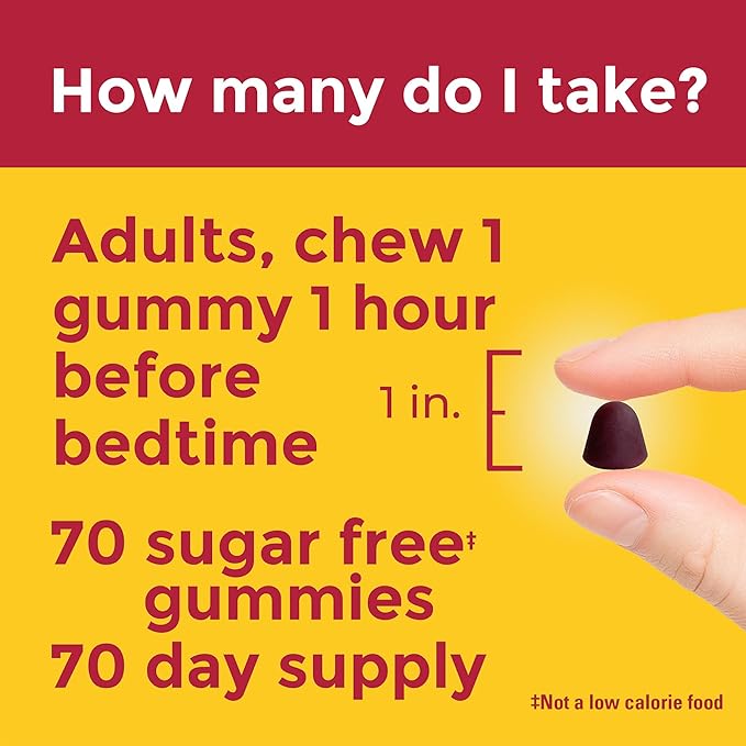 Nature Made Zero Sugar Melatonin 5mg Sleeping Gummies for Adults Extra Strength,100% Drug & Aspartame Free,70 Sugar-Free Melatonin Gummies,70 Day Supply,(Pack of 2)