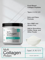 Horbäach Multi Collagen Protein Powder 16 oz | Type I, II, III, V, X | Unflavored | for Men and Women | Non-GMO, Gluten Free Supplement