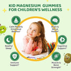 2 Pack Center-Filled Magnesium Glycinate Gummies for Kids - Magnesium Supplement Gummes with L-Theanine, Chamomile & Multivitamins for Sleep, Calm & Focus, Melatonin-Free - Green Apple & Kiwi, 60 CT